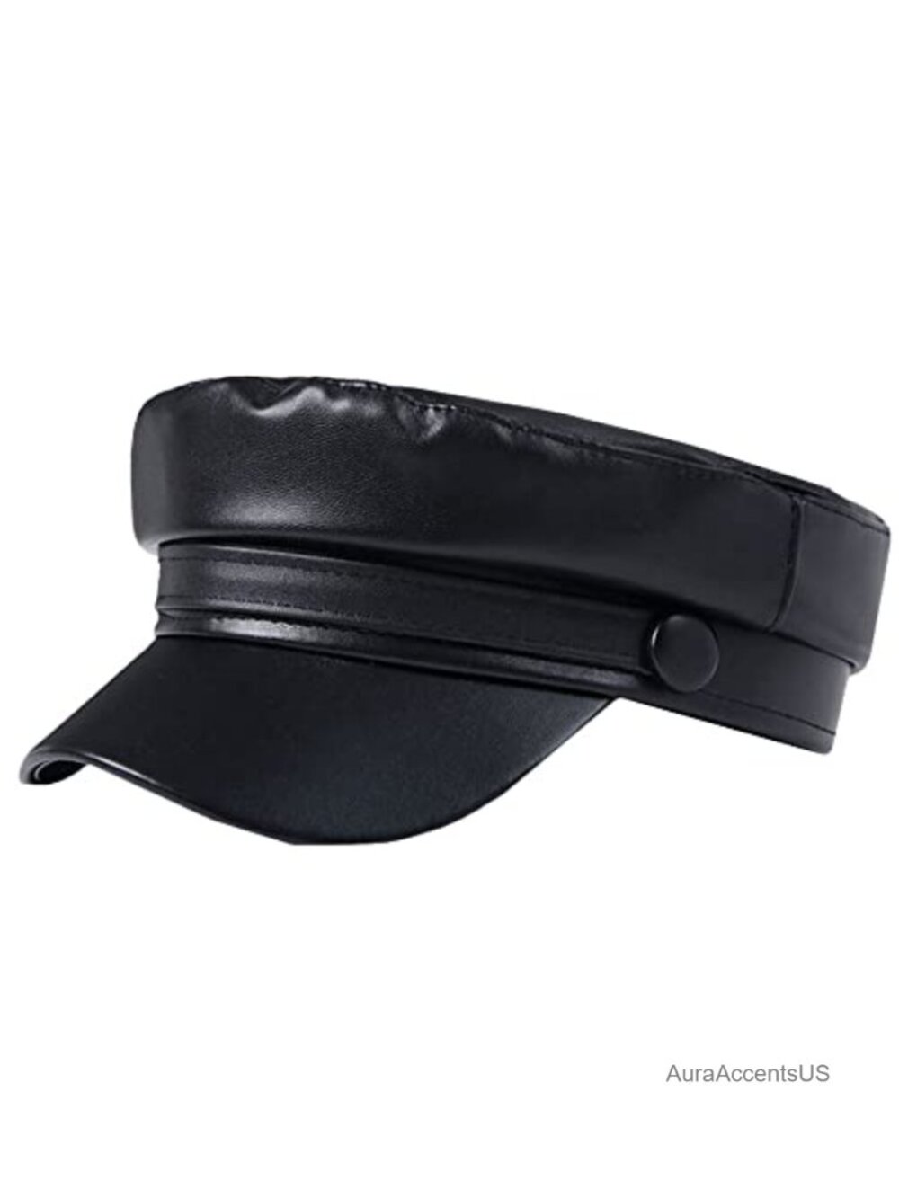 Women PU Leather Flat Top Newsboy Paperboy Hat Painter Cap